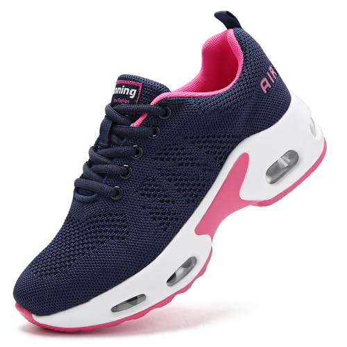 Myztra Luftpolster Sneaker für Damen Atmungsaktive Sportschuhe Leichte Laufschuhe und Bequeme Turnschuhe für Alltag Training Blau 39 EU