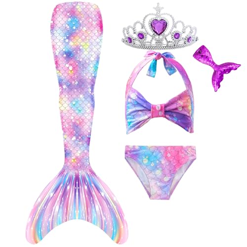 Catálogo para Comprar On-line Ropa de Pesca para Niña favoritos de las personas. 47 3 piezas de traje de baño de sirena con volantes para niñas, traje de baño tankini con cola de pescado para niños, traje de baño de playa 3-12, Purple Pink Ariel-1, 7-8 Años