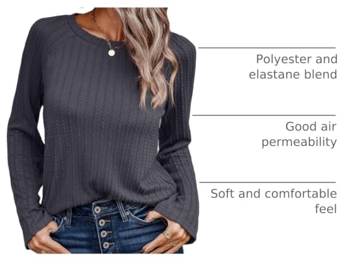Image of Dokotoo Womens Tops Long Sleeve Lightweight Shirts 2026 Spring Fashion Clothing Trendy Tops Crewneck Knit Basic Tee