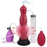 NAIXBTY Realistischer Aufblasbarer Wolf Hund Penis Dildos Ejakulation Dildo Groß Knoten Analdildo Mit Sperma Spritzfunktion Butt Plug Spritz Dildo Saugnapf Klistier Sex Spielzeug Für Männer Frauen