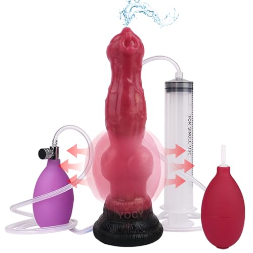 NAIXBTY Realistischer Aufblasbarer Wolf Hund Penis Dildos Ejakulation Dildo Groß Knoten Analdildo Mit Sperma Spritzfunktion Butt Plug Spritz Dildo Saugnapf Klistier Sex Spielzeug Für Männer Frauen