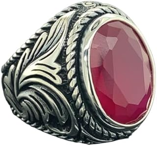 Silver Handmade Ruby Stone Ring, Handmade Red Stone Ring, Ottoman Style Handmade Ring, 925k Sterling Silver Ring, Gift For Him