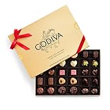 Picture of Godiva Red Ribbon Gold Assorted Chocolate Gift Box, Belgian Dark and Milk Chocolates with Pralinés, Ganaches & Caramels, Gourmet Valentine's Day Gift, Kosher, 30 Pc