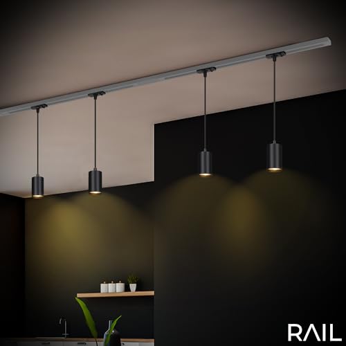 Plafonnier rail avec lampe suspendue tracklight noire GU10 Briloner combinable