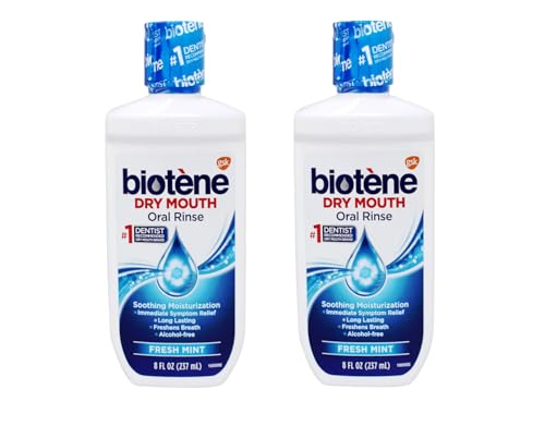 Biotene Dry Mouth Oral Rinse Mouthwash, Fresh Mint Flavor, Alcohol-Free, 8 fl oz (Pack of 2)