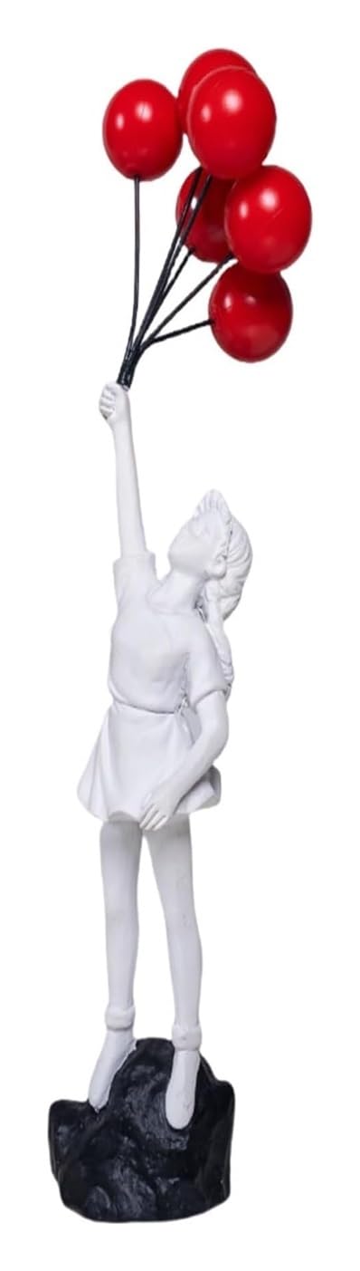 Kukuuu Girls White1 Flying Balloon Statues Figurine Home Modern Art Decoration Gift(White1)