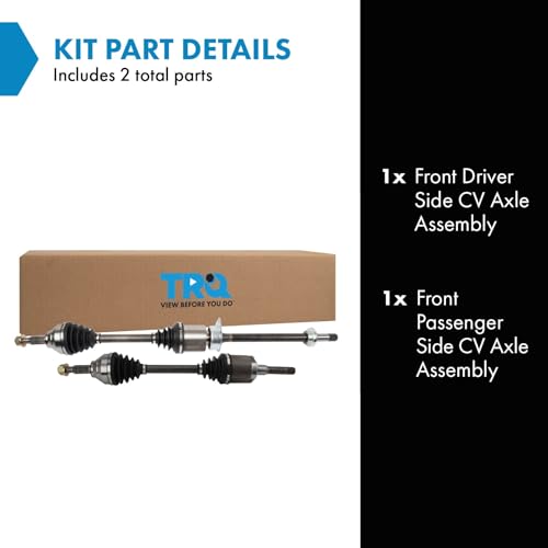 Image of TRQ Front Driver and Passenger Side CV Axle Assembly Set 2 Piece Compatible with 2012-2015 Ford Explorer 2.0L FWD 2016-2019 Explorer 2.3L FWD