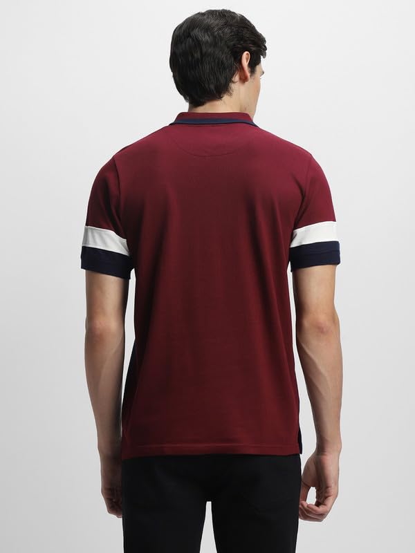 Image of Dennis Lingo Men's Navy Cotton Polo Neck Tshirt, Slim Fit Half Sleeve