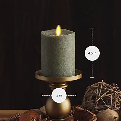 Image of Luminara - Flameless LED Battery Operated Flickering Pillar Candles - Stone Grey - Pack of 1-3x4.5 - Realistic Moving Flame Real Wax Indoor /Outdoor