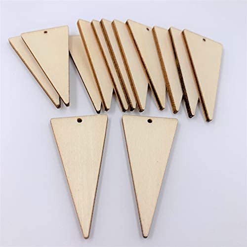 Nuo Rui Unfinished Wood Triangle Dangle Earring Blanks 2" H X 1" W X 1/8" Cutouts Laser Cut Pendant Jewelry Blanks 20 Pieces #TOP1