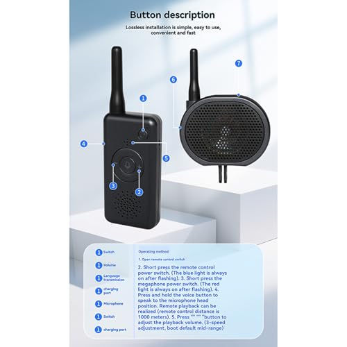 OURHZTB Mini 4 Pro Drone Speaker Real-Time Megaphone Portable Interference-Free 2000m Long Distance Microphone Loudspeaker Intercom Speaker for DJI Mini 4 Pro Drone Accessories