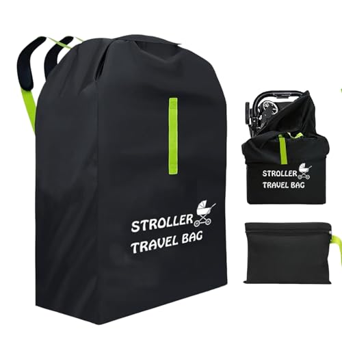 Transporttasche Kinderwagen Flugzeug 120x63x43cm - Wasserdichte Oxford-Schutzhülle, Multifunktionale Kinderwagen Transporttasche für Flugreisen & Alltag, Buggy Tasche mit gepolsterten Gurten (Schwarz)