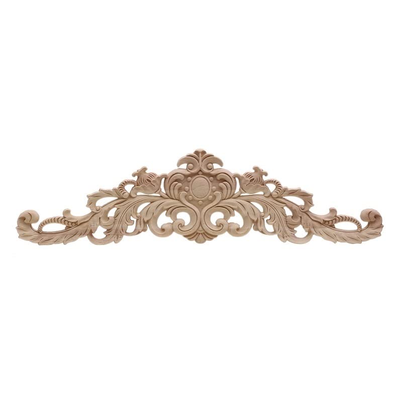 Decorative Mouldings Decoration Retro Natural Wood Applique Onlay Floral Large Rose Leaves Vintage Home Decor Transfers For Wood (Color : 45cmX12cm)