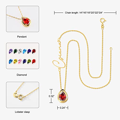 Birthstone Name Necklace Personalized for Women,Custom Sideways 18K Gold Plated Name Necklace Customized Letter Necklace Mom Birthday Christmas Gifts for Her
