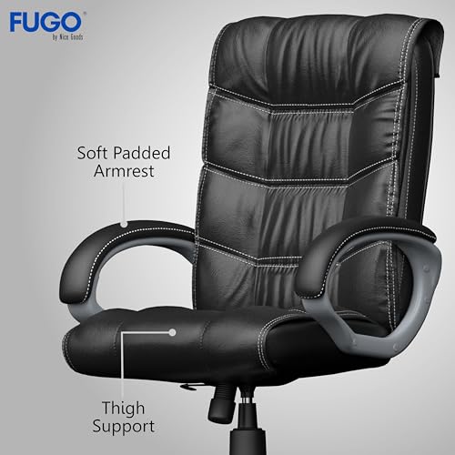 Image of FUGO FG10C Orthopaedic Office Chair, Adjustable Height, Tilting Mechanism, Heavy Duty Metal Base, Dual Nylon Casters, Comfortable Desk Chair for Work, 3 Years Warranty (Black)