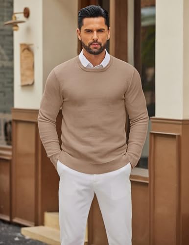COOFANDY Mens Crewneck Sweater Slim Fit Lightweight Knit Pullover Casual Dress Crew Neck Pullover Sweaters2