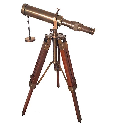 Antique Telescope With Tripod Vintage Brass Décor Table Top Wooden Nautical Maritime Home Office #TOP5