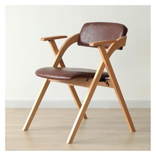 Chaise de salle à manger en cuir rembourré pliante style milieu du siècle pour cuisine