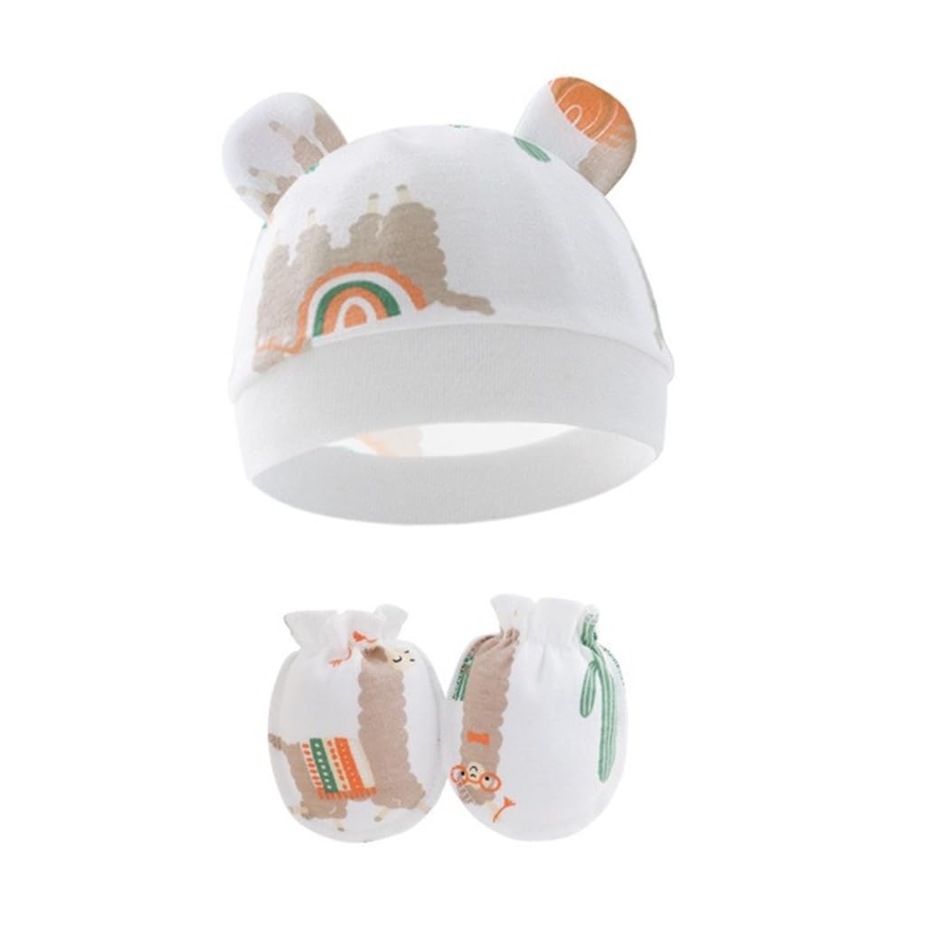 Soft Breathable Baby Hat and Mittens Set for Newborns Cotton Comfortable Fetal Caps Gentle Protections for 0-6 Months