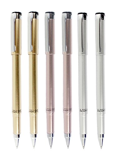 Gullor 6PCS Bolígrafos Gel Metálicos de Oficina