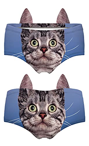 Image of JINKAIJIA Women's Flirty Sexy Funny Naughty 3D Printed Animal Tail Underwears Briefs Gifts With Cute Ears