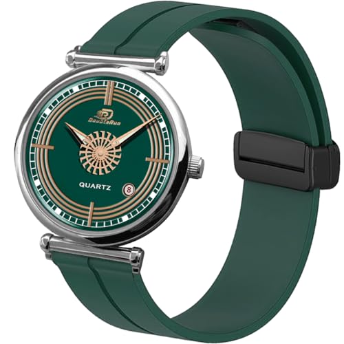 Image of DOUBLERUN Date Function White Color Silicone Strap Analog Wrist Watch for Men S 26-00-0