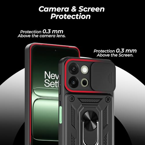 Image of A rtistque Armor Bumper Back Case Cover for OnePlus 13S | Stylish Ring Holder & Inbuilt Stand | Sliding Camera Cover | Shockproof TPU Protective Design | Oneplus 13s Back Cover - Black
