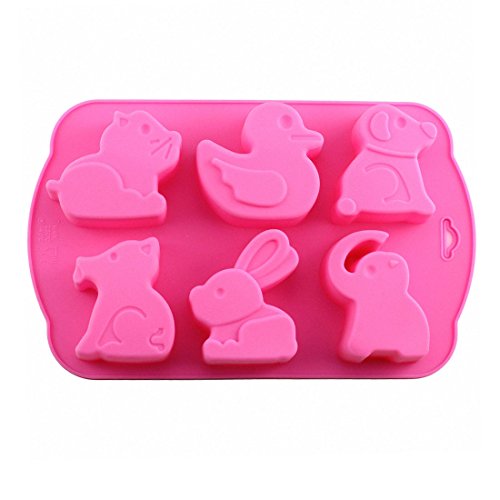 2-Pack Animals Chocolate Molds - Moldfun Duck Dog Cat Rabbit Elephant Silicone Mold For Baking Muffin Cupcake, Ice Cube, Jello, Soap, Bath Bomb, Lotion Bar #TOP1