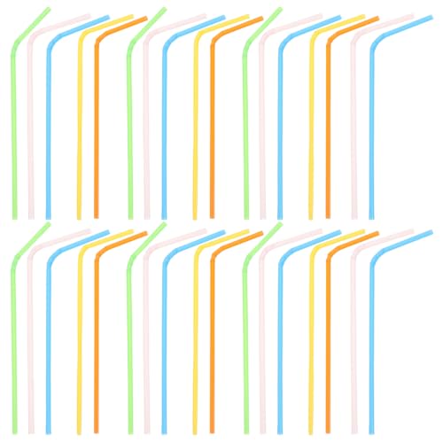 GLEAVI Pitillos Plásticos Flexibles 500 pzas Multicolor 21.3 cm miniatura 1