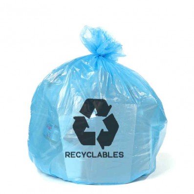 North American Plasics Blue We Recycle Can Liner 33 Inches x 40 Inches 22 HD 250 Per Case