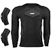 TUOY Men's Padded Compression Shirt Long Sleeve Shirt Rib Chest Protector for Football Paintball (Black Long T-Shirt, XX-Large)