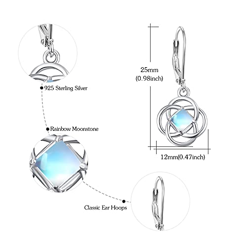 Celtic Moonstone Earrings For Women Moonstone Leverback Earrings 925 Sterling Silver Celtic Knot Moonstone Dangle Drop Earrings Moonstone Stud Earrings Jewelry Gifts For Women Girl Teens #TOP2