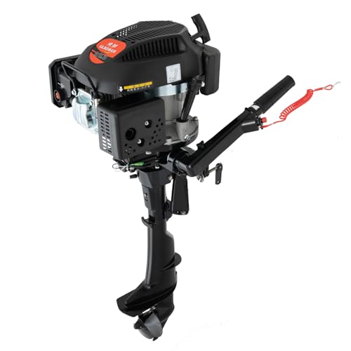 GEYOPMID 6HP 4 Stroke Gas Outboard Motor, 140CC Fishing Boat Trolling Engine Air Cooling System Heavy Duty Gas Powered Boat Engine for Fishing Boats,Dinghies Inflatable Boats
