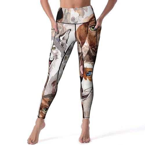 Legging de sport femmes Cartoon Dog pantalon yoga taille haute fitness gym jogging S