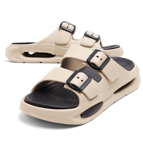 Image of DOCTOR HEALTH SUPER SOFT Men EVA Double Strap Sandals | Adjustable Buckle Comfort Slides | Lightweight Anti-Slip Casual Slippers for Indoor Outdoor Everyday Wear