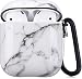 Airpods Case, Airpods Protective Hard White Marble Case Cover with Keychain Compatible with AirPods 2/1 Eco-Friendly Cute Girls Men Durable Shockproof Drop Proof Case for AirPods Charging Case