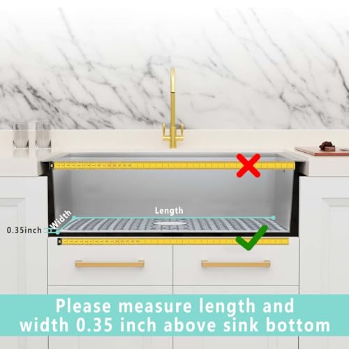 AWOKE Sink Protectors for Kitchen Sink, Kitchen Sink Protector Mat - 28.4"x15.2" Heat-Resistant Silicone Folding Non-Slip Mat for Stainless Steel Sink with Rear Drain (Grey)