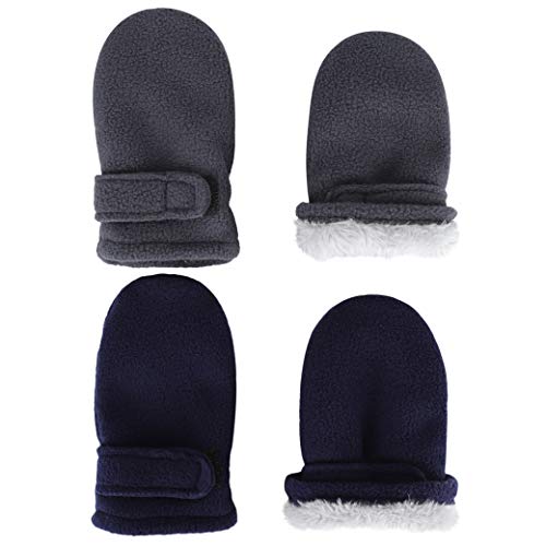 Toddler Mittens Baby Boy Girls Winter Warm Mittens Kids Easy-On Sherpa Fleece Lined Mittens Snow Infant Gloves 2 Pairs