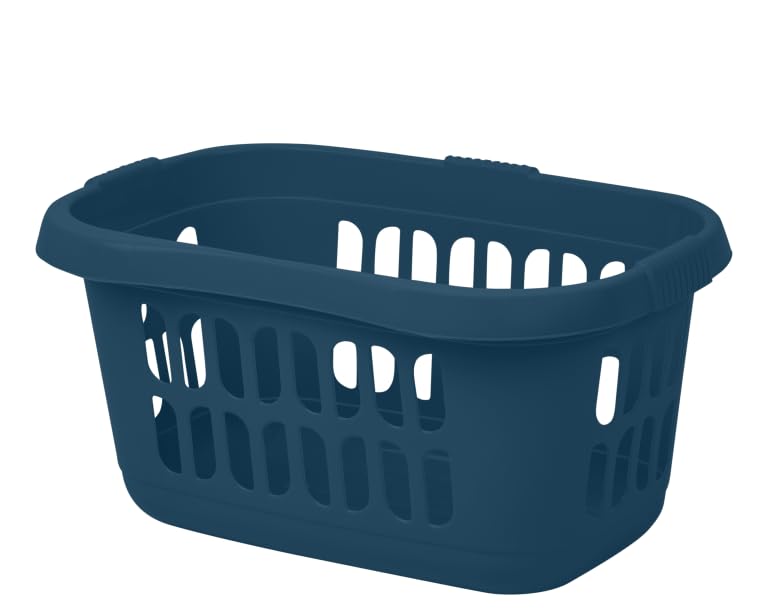 Aurora - Plastic Hipster Laundry Basket Washing Clothes High-Grade Linen Storage Bin Tidy Storage Basket Organizer for Bathroom Laundry Room (Navy)