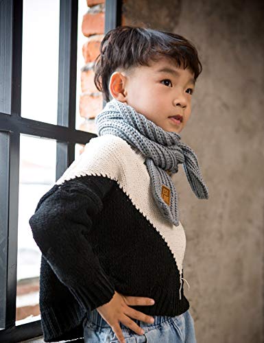 Unisex Kid Solid Color Knitted Warm Winter Scarves One Size Red4