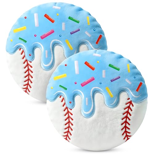 AKAIXI 2Pcs 12 Blue Ice Cream Drip Baseball Pillows Hypoallergenic Pillow