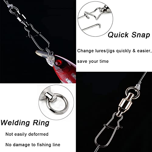 Jshanmei Fishing Swivels Ball Bearing Barrel Swivels With Duo Lock Snap Stainless Steel High Strength Fishing Snap Swivels Saltwater Freshwater Fishing Tackle #5 30Pcs #TOP4