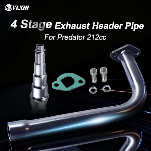 Image of Silver 4 Stage Exhaust Header Pipe,For Predator 212cc 196cc Go Kart& Mini Bike, For Coleman Powersports CT200U,CT200U-EX,BT200X, For Honda GX160,GX200
