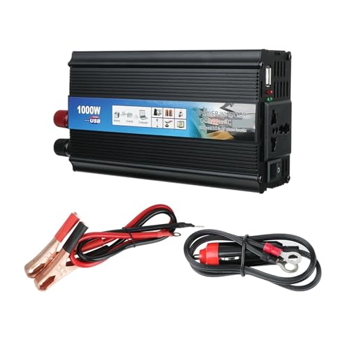Inversor De Onda Sinusoidal 1000W Y 2000W, Convertidor CC 12V A CA, Adaptador Corriente, Cargadores USB, Accesorios For Coche Camper Amplia Gama de Aplicaciones(12V 1000W)