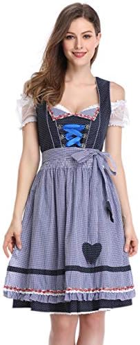 Women's German Dirndl Dress Traditional Bavarian Oktoberfest Costumes for Halloween Carnival