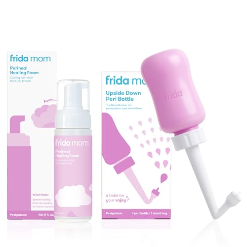 Image of Frida Mom Upside Down Peri Bottle + Perineal Medicated Witch Hazel Healing Foam for Postpartum Care, Perineal Recovery and Cleansing After Birth