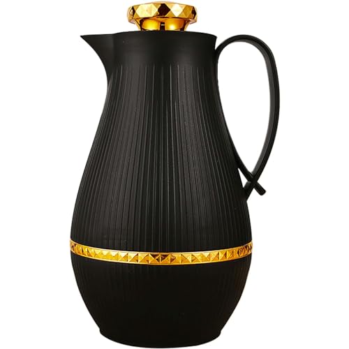 Insulated Thermal Coffee Carafe, 33 oz, Luxury Arabic-Style Insulated Thermos Flask，Coffee Tea Pot ，with Spout and Glass Liner for Hot Cold Water，Housewarming Gift (White)