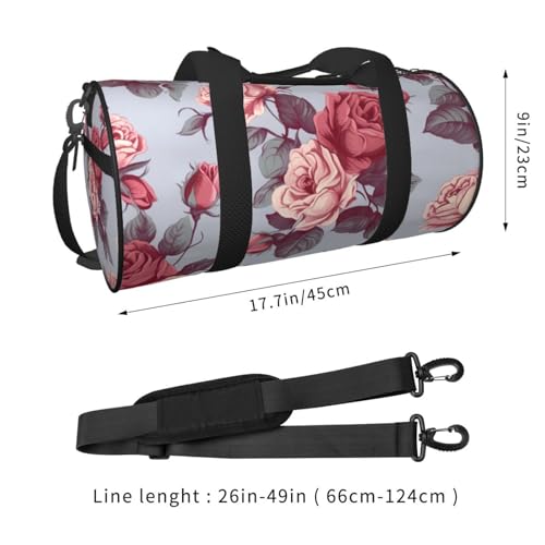 Red Roses Floral Duffle Bag for Women Men Personal Item Travel Bags Canvas Weekender Overnight Bag Lightweight Sports Tote Gym Bags Carry On Luggage Bag4