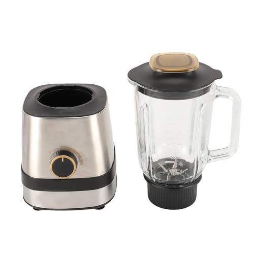 Batidora de Encimera de 600 W con 6 Cuchillas de Acero Inoxidable, Vaso de Vidrio de 1,5 L para Bebidas de Frutas Congeladas, Procesador de Alimentos Exprimidor Multifuncional de