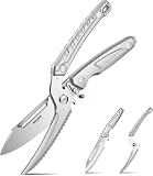 Huusk Heavy Duty Poultry Scissors - Kitchen Scissors for Food with Serrated Edge, Detachable Sharp Shears for Cutting Meat, Chicken Bone, Christmas Gift for Men and Women
